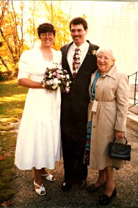 Sue and Roger with Bubbe. October 20, 1991